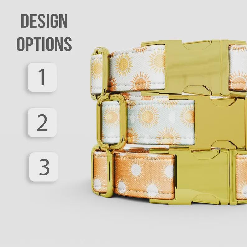 Personalized SUNSHine Dog Collar with Leash: Adjustable Summer Theme