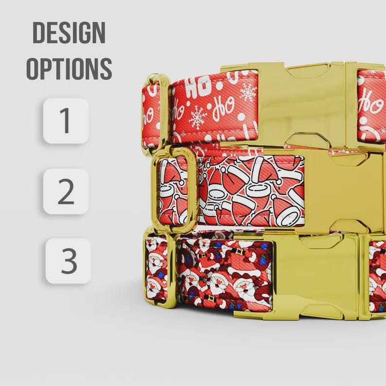 Christmas Dog Collar with Leash: Santa HOHOHO, Personalized & Adjustable