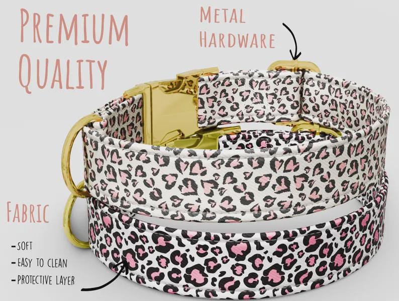 Cheetah Print Dog Collar: Personalized Leopard Tiger Theme, Metal Buckle