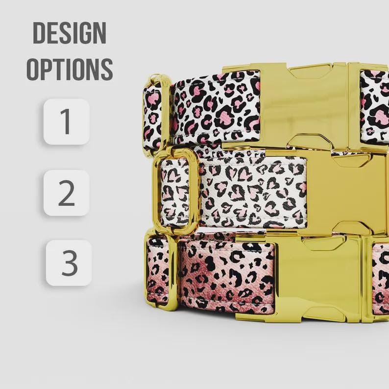 Cheetah Print Dog Collar: Personalized Leopard Tiger Theme, Metal Buckle
