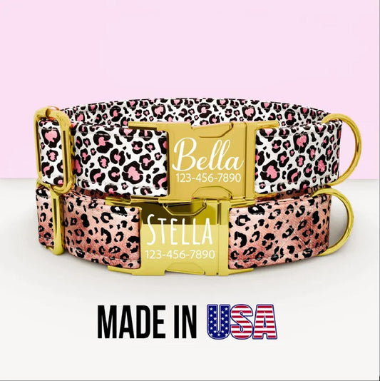 Cheetah Print Dog Collar: Personalized Leopard Tiger Theme, Metal Buckle