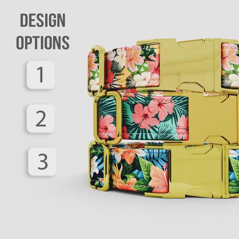 Luau Flower Dog Collar: Aloha Hawaiian Theme, Adjustable Metal Buckle