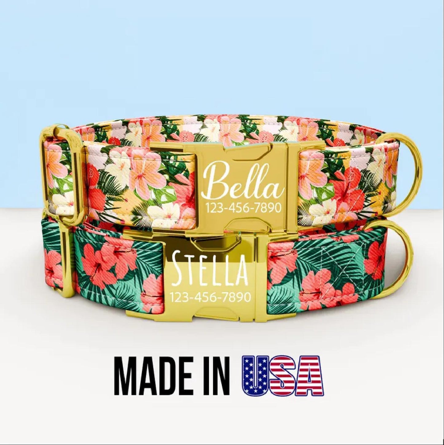 Luau Flower Dog Collar: Aloha Hawaiian Theme, Adjustable Metal Buckle