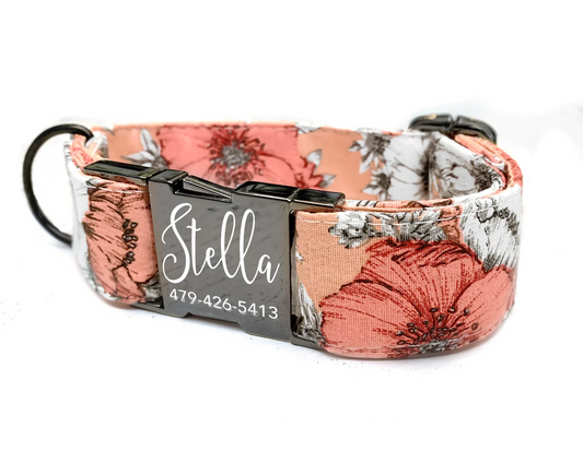 Peach Floral Dog Collar