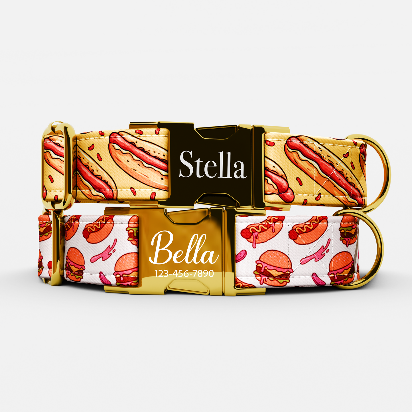 Personalized Fast Food Theme Dog Collar with Leash