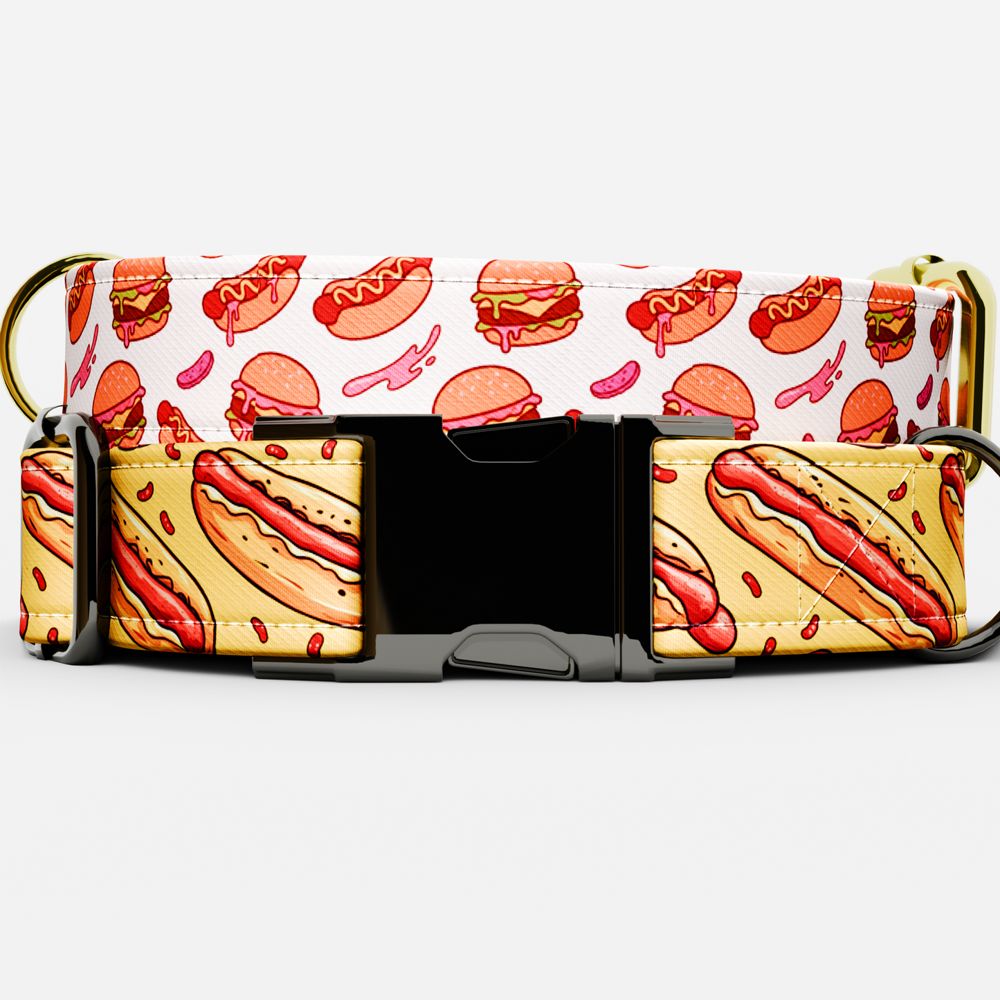 Personalized Fast Food Theme Dog Collar with Leash