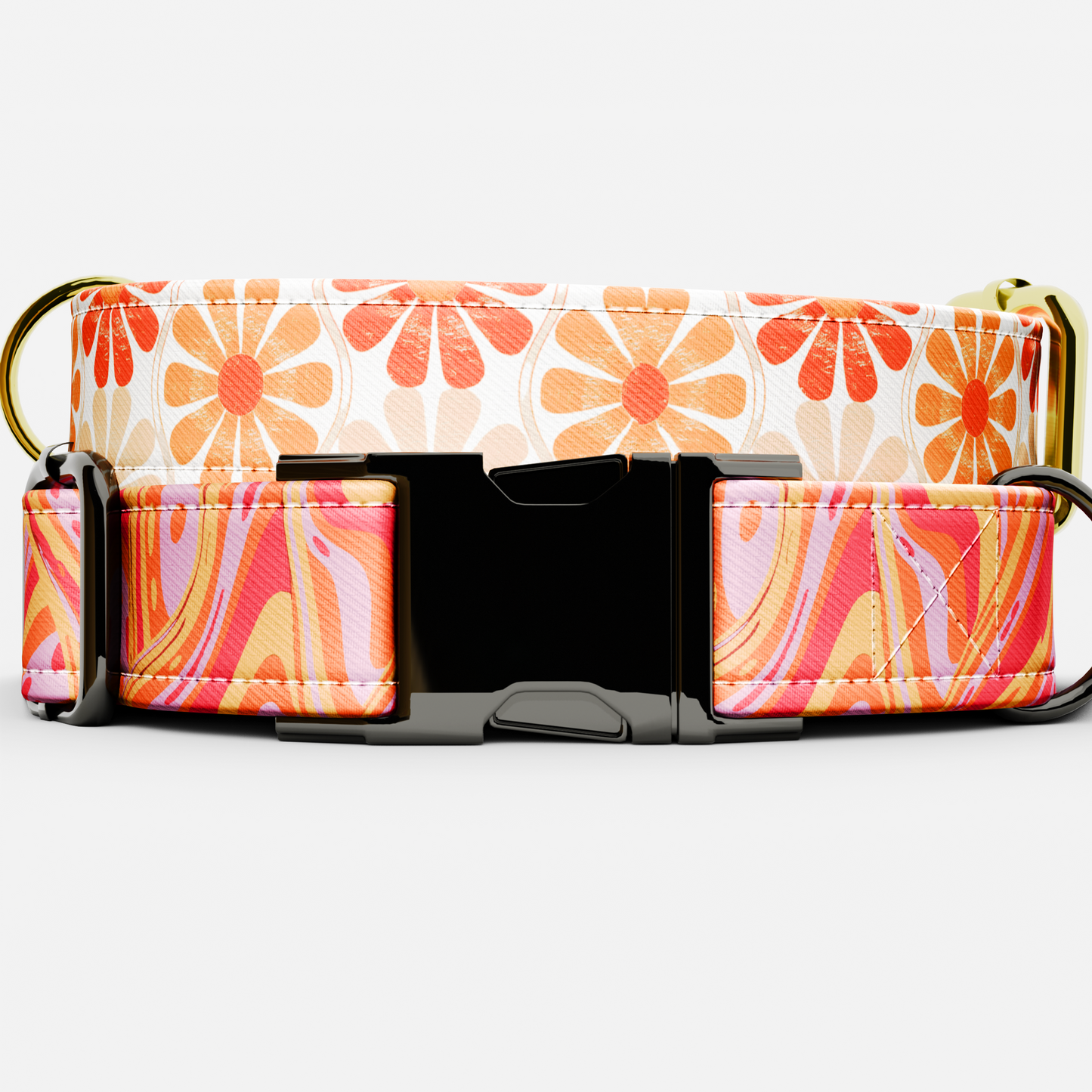 Personalized 70s Groovy Theme Dog Collar with Leash